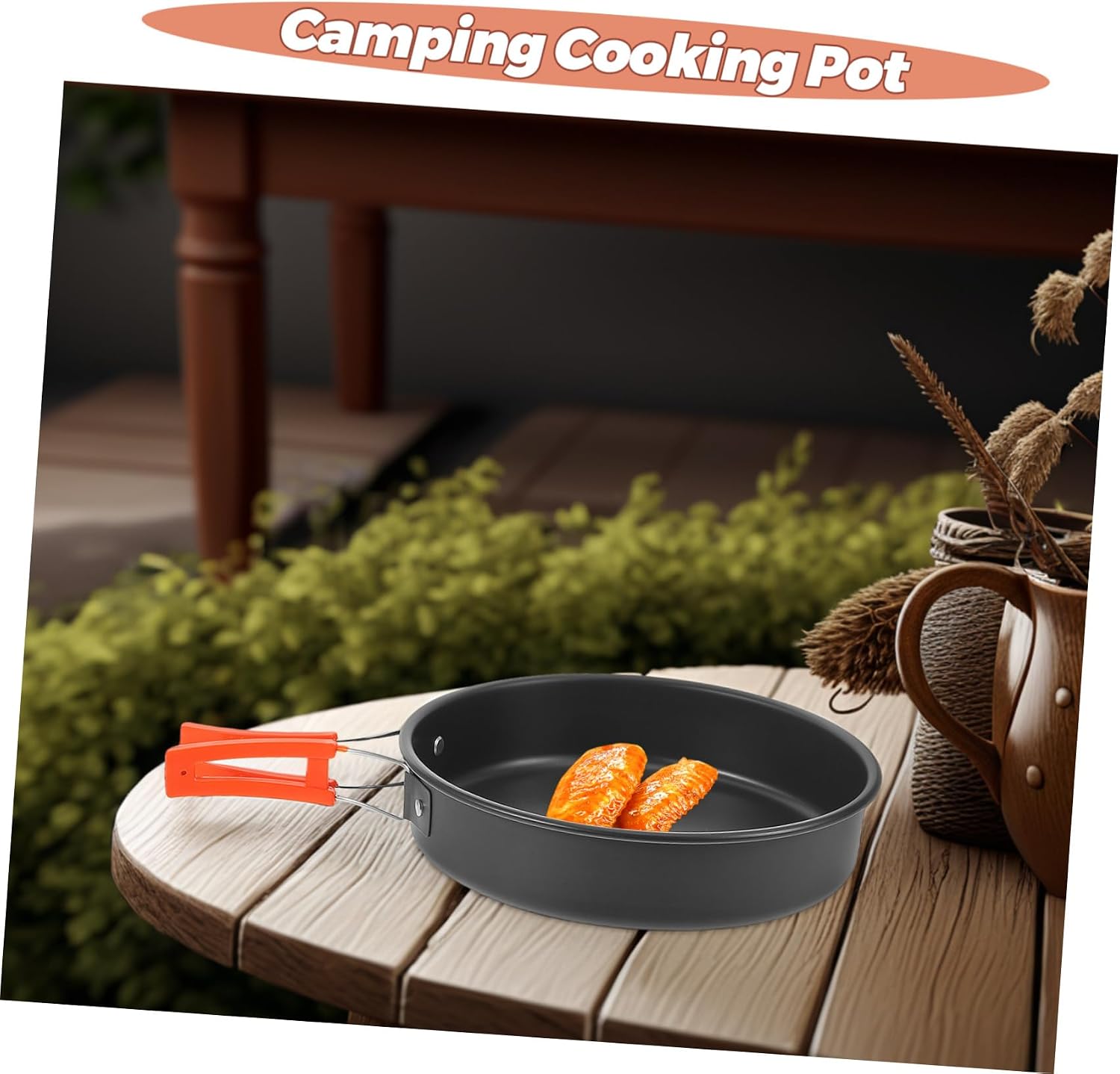 Aluminum Camping Pot Set Nonstick Picnic Pan for Outdoor Cooking Lightweight Hiking Pan Folding Handle Essential Cooking Gear for