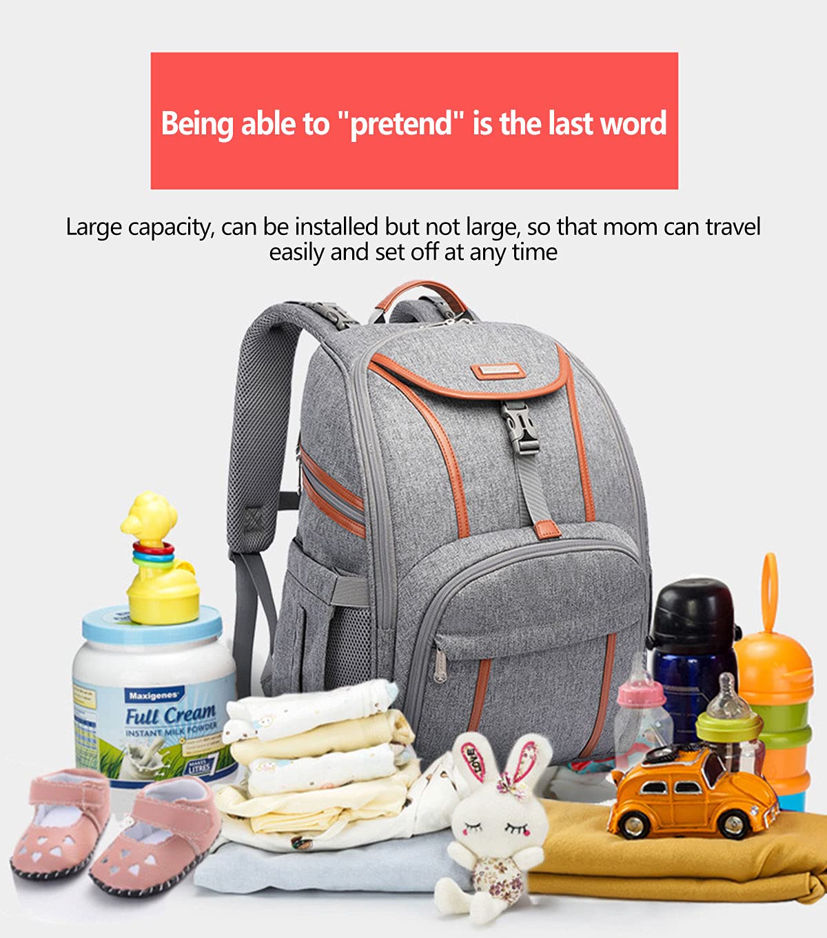 Zaino Mamma Multifunzione Neonato Fasciatoio Borsa Impermeabile Grande capacità con Tasche Isolanti Bottiglie, Borsa per Pannolini Portatile con Porta USB