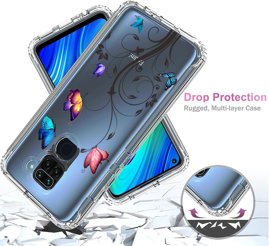Case for Redmi Note 9/Redmi 10X 4G M2003J15SC Case with Tempered Glass Screen Protector, Full Body Clear with Floral Design Protection Phone Cover Cases for Xiaomi Redmi Note 9 (butterfly tree) - Image 7