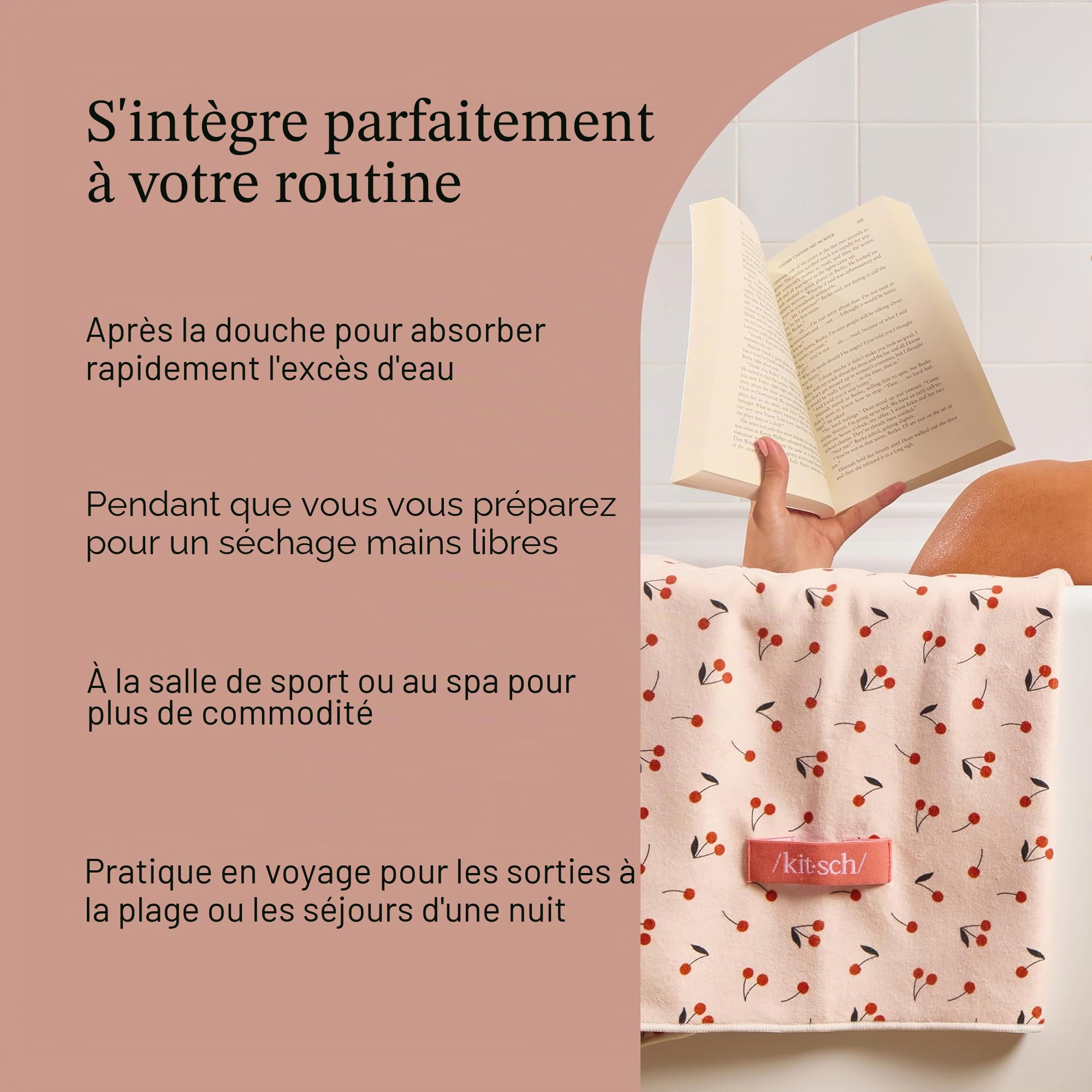Kitsch Serviette en Microfibre XL pour Femme, Serviette en Microfibre, Super absorbante, séchage Rapide, Anti-frisottis, pour Cheveux Longs et Courts, Turban pour Femme, Cheveux mouillés et bouclés