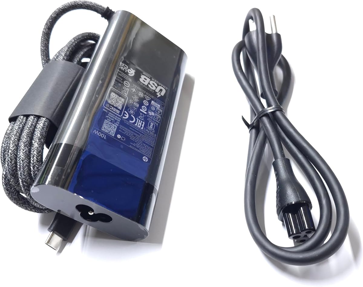 HP 100W USB-C Charger for Spectre Fold 17 x360 16-aa0047nr, Pavilion Plus 14 14-ew1010nr, ZBook Firefly 14 16 G11, TPN-LA31, N57041-001, N56858-001.