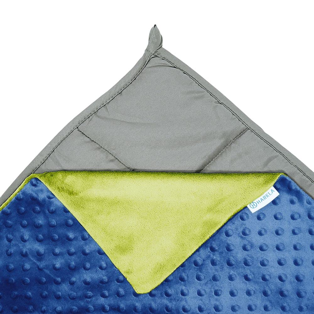 Harkla Kids Weighted Blanket - 7lb Bamboo Rayon Cooling Weighted Blanket for Kids - Washable Minky Cover and Glass Beads Filled Weighted Inner - Designed for Sensory Seekers