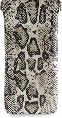 susiyo Retro Snake Skin Glasses Case Portable Microfiber PU Leather Soft Sunglasses Bag Eyeglasses Pouch Holder Squeeze Top for Women Men