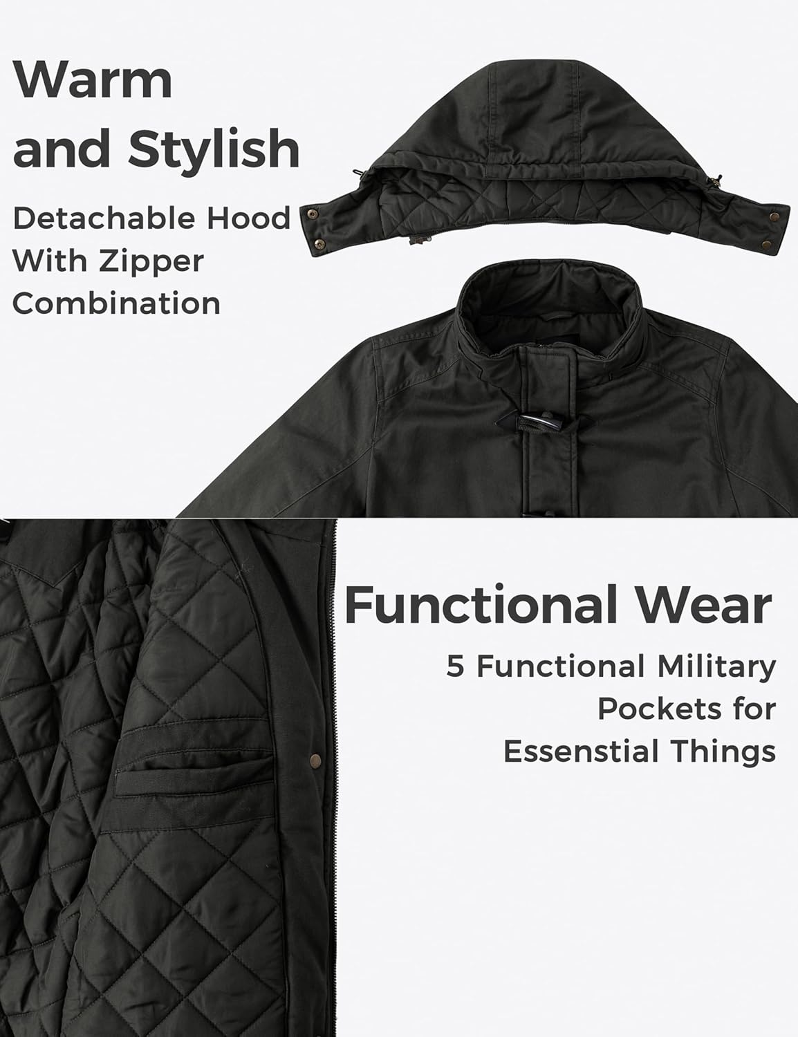 wantdo Women's Winter Thicken Jacket Cotton Coat with Removable Hood - Image 5