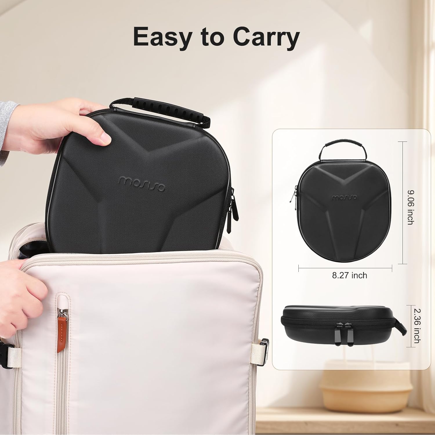 MOSISO Hard Travel Case Compatible with Sony WH1000XM5/WHCH710N/WH1000XM4/WHXB900N/WHXB910N, Compatible with AirPods Max, Bose 700/QC35 II Wireless Noise Cancelling Headphones, Black - Image 5