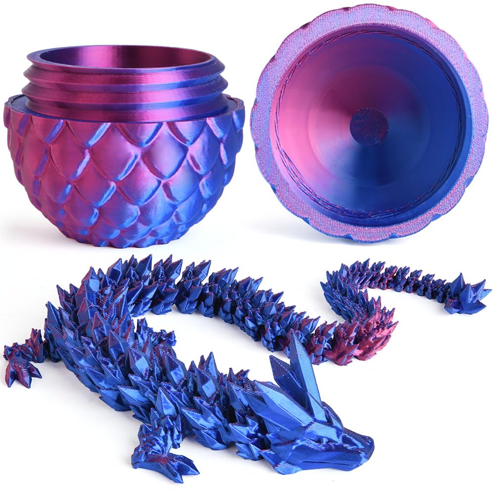 OSDUE Zabawka na biurko z nadrukiem 3D, smocze jajko, giętka i elastyczna, ze zdejmowaną tajemnicą, zabawka fidget, do polowania na jajka wielkanocne, dekoracja domu, biura dla dzieci, lazurowy fiolet
