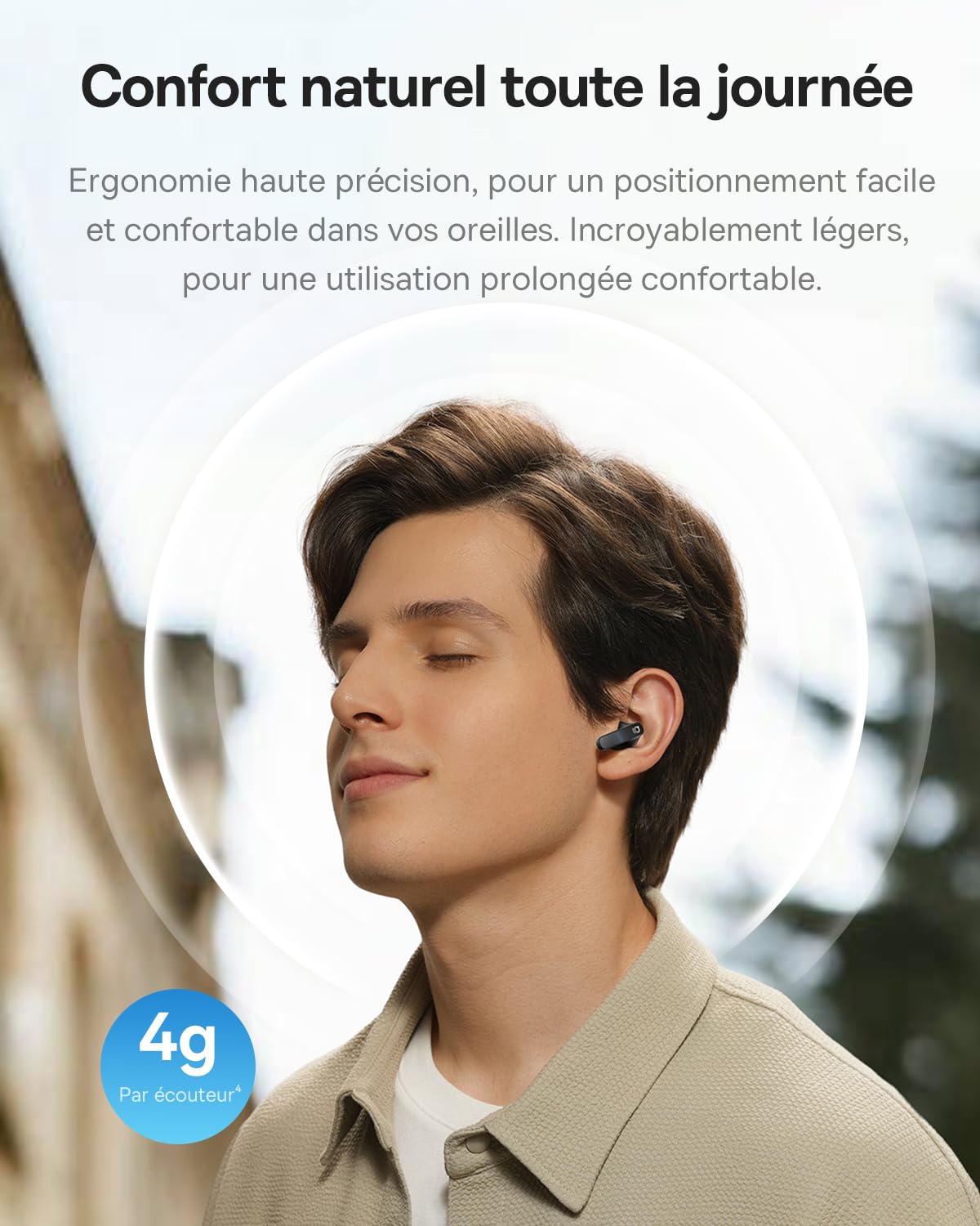 Baseus BS1 NC Écouteurs Bluetooth sans Fil Semi-in-Ear, Ecouteurs San Fil avec Réducteur de Bruit Actif, Hi-Res, Driver 13 mm, 6-Mic AI pour Appels Clairs, IP55, Autonomie de 40 Heures, Bluetooth 6.0