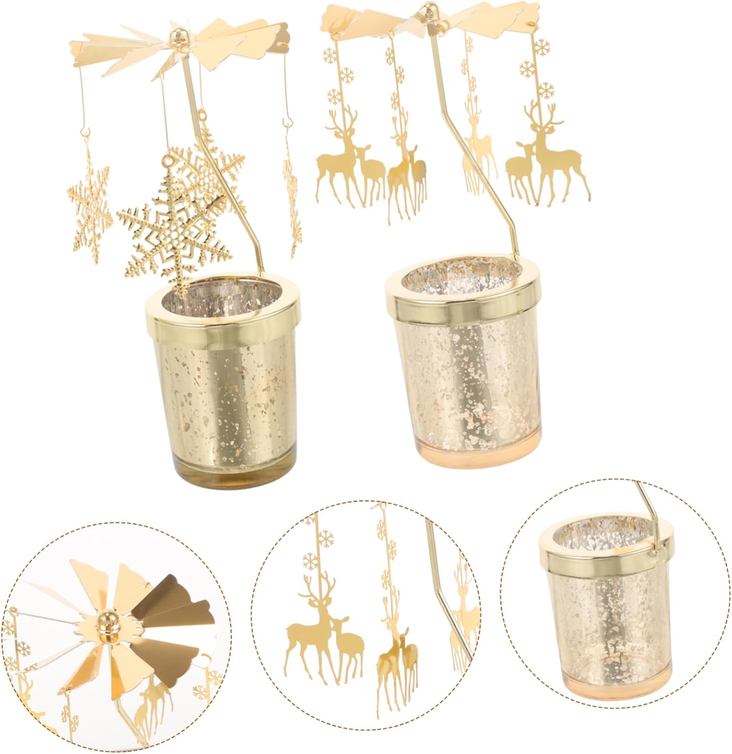 Didiseaon 2pcs Christmas Candlestick Holder Metal Rotating Candle Holder Snowflake for Home Restaurant and Wedding Table Decor