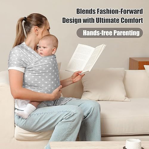 Miniatura 6 de Portabebés de moda con patrón de estrella, cómodo envoltorio y pañal, elástico, transpirable, diseño manos libres, para recién nacidos a niños