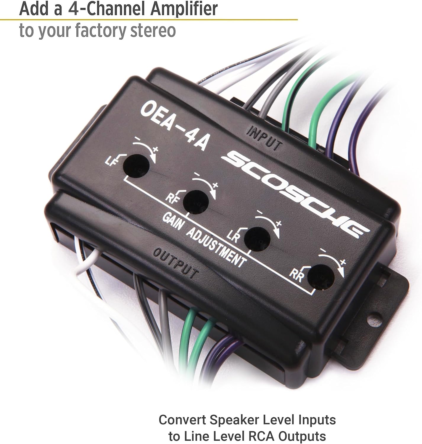 Scosche OEA4 OEM Premium Amplifier Interface Adapter - 4 CH Adjustable LOC Level Converter - Retains Factory Car Audio Amp - Line Output Converter for Car Stereo Amplifiers - No RCA Connection Needed image 2