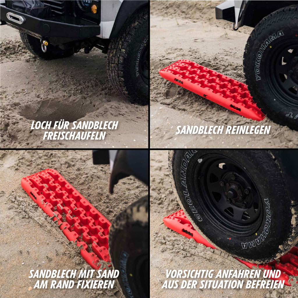 IYC4x4 Sandbleche Anfahrhilfe Bergungshilfe Traktionshilfe Reifenleiter Kunststoff (Stealth Grey, 2x Sandbleche)