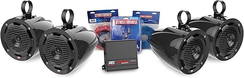 MTX Motorsports ORVKIT2 Torre de 4 altavoces y amplificador Off-Road Paquete de deportes de motor