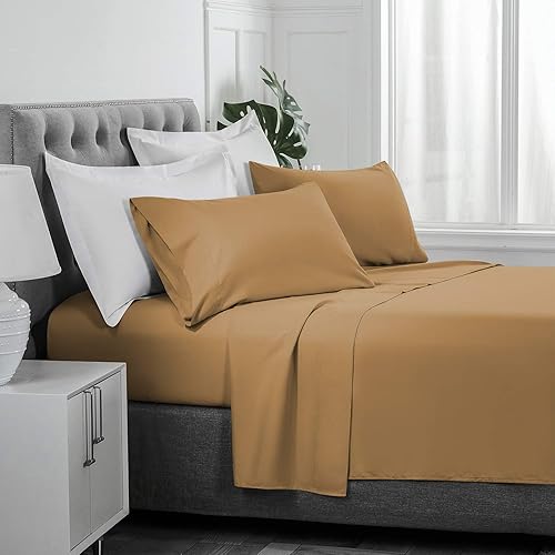 Miniatura 6 de Basic Choice - Juego de sábanas de microfibra cepillada, Microfibra, Mocha, King