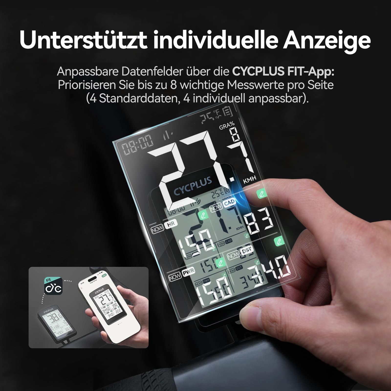 CYCPLUS GPS Fahrradcomputer, ANT+ Fahrradcomputer GPS mit Bluetooth5.0, 2,8-Zoll-LCD-Bildschirm, Fahrradtacho mit 100+ Stunden Akkulaufzeit und automatischer Hintergrundbeleuchtung, IP67 wasserdicht