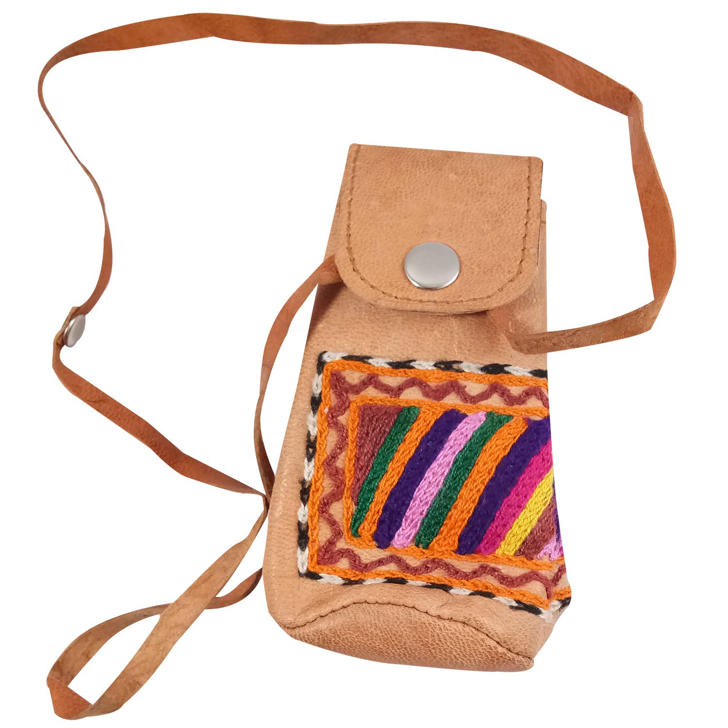 India Meets India Handicraft Leather Phone Pouch, Smartphone Holder, Mobile Holder, Best Gifting, Made By Awarded Indian Artisan
