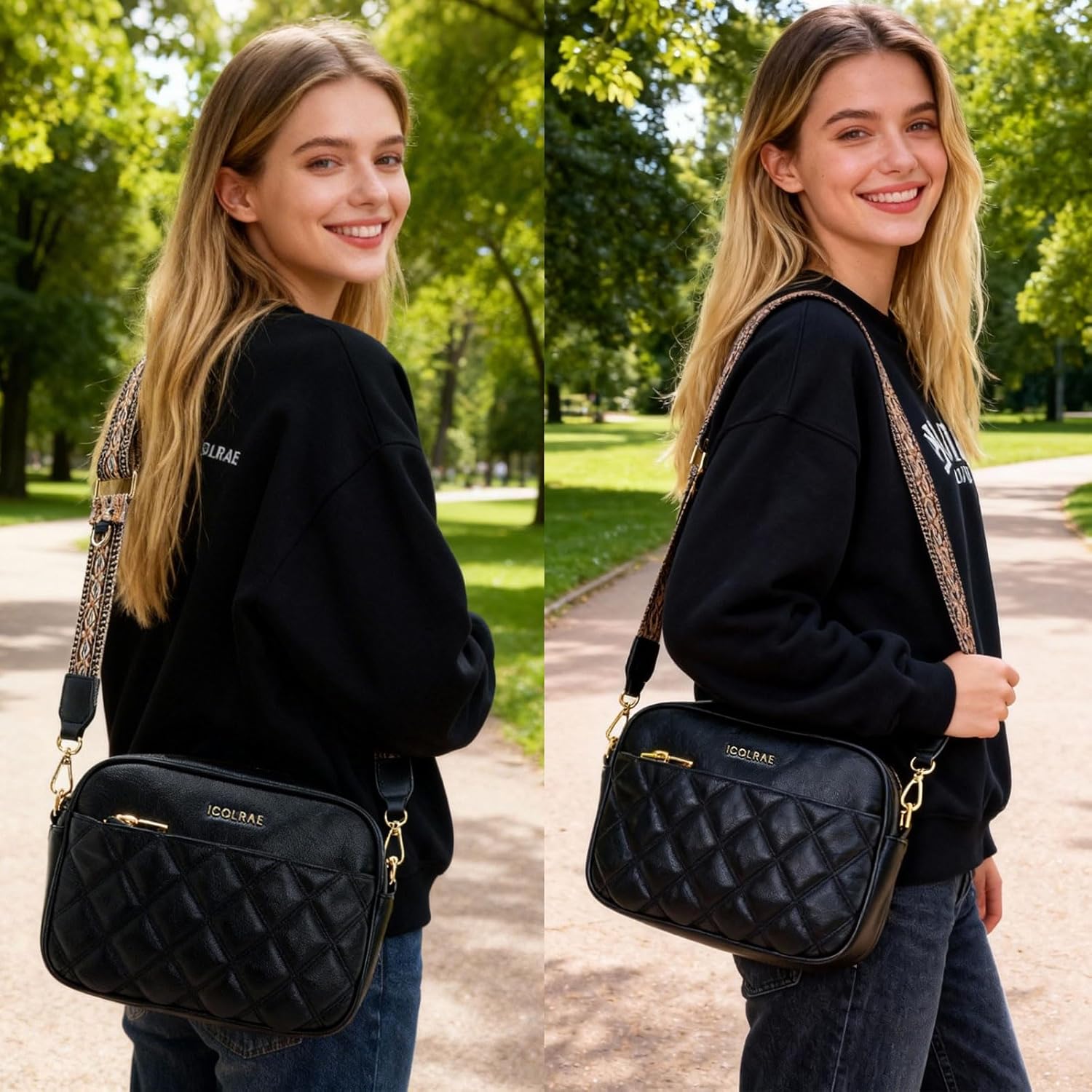 Small Crossbody Bags for Women Quilted Vegan Leather Crossbody Purses with Adjustable Wide Strap - Image 7