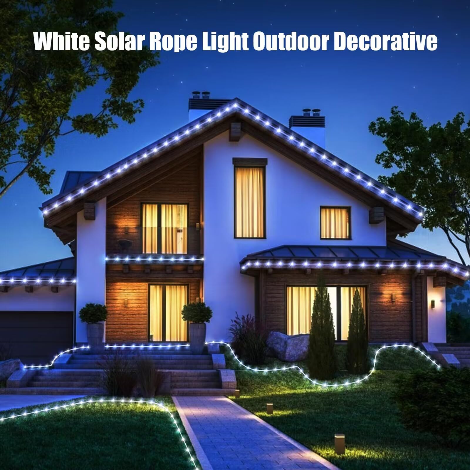 WIND STAR Solar-Lichterkette, 200 LEDs, 200 LEDs, für den Außenbereich, mit Fernbedienung, 8 Modi, Timer, dimmbar, IP67 wasserdicht, für Hof, Terrasse, Garten, Baum, Pool, Weg