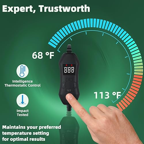 Miniatura 4 de RISINGUP Seedling - Juego de tapete térmico y termostato digital de 10 x 20.75 pulgadas, almohadilla térmica hidropónica cálida con certificación UL