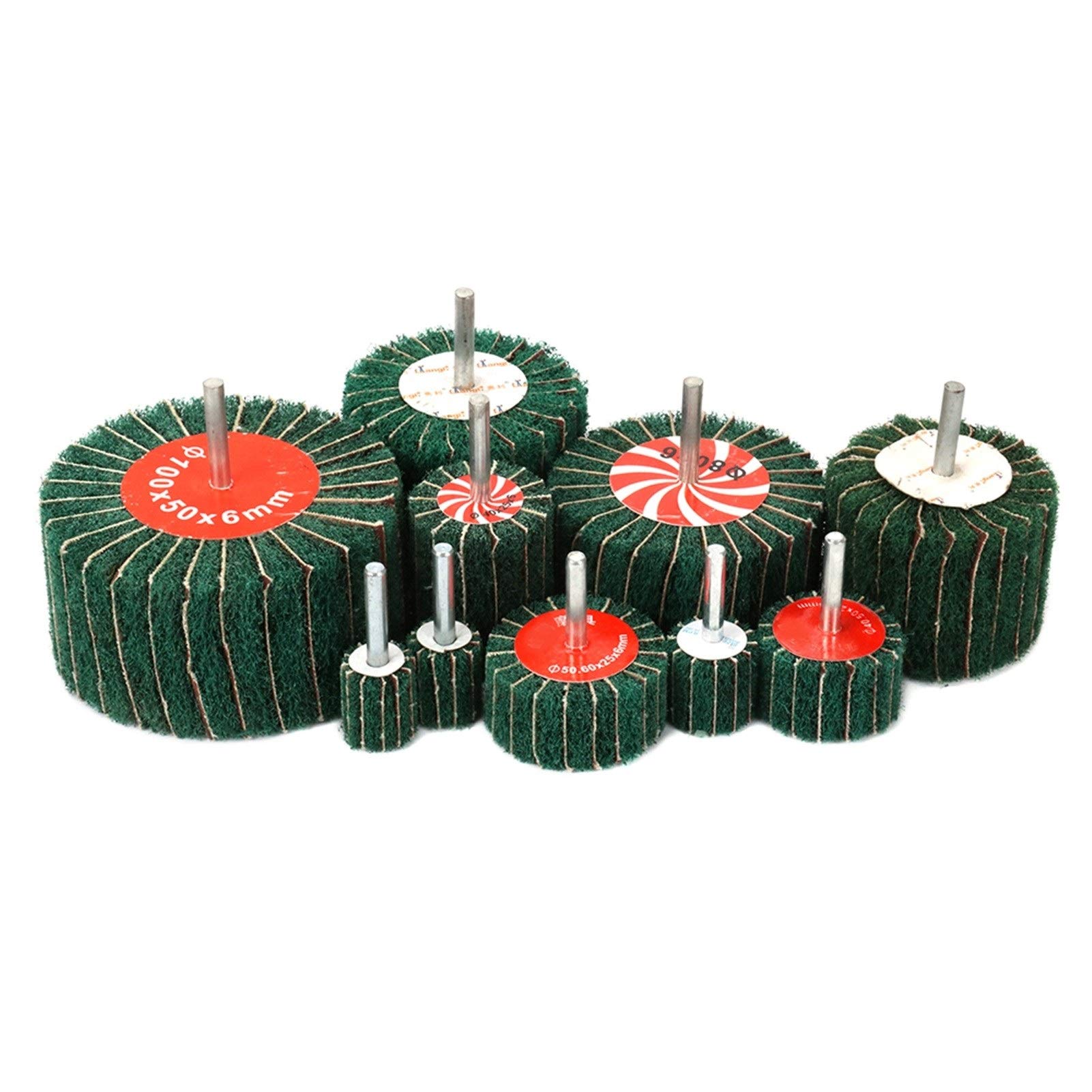 Koło klapowe Tarcza szlifierska z włókniną Interleaf 20mm-100mm 180 Grit 6mm Shank ścierna tarcza polerska do metalu(50x40mm 10Pcs)