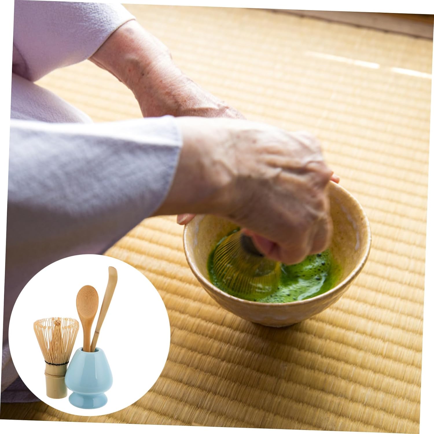 MAGICLULU Bamboo Matcha Whisk Set Traditional Japanese Tea Tools for Matcha Preparation Includes Whisk Scoop and Holder for Home Use and Ceremonies