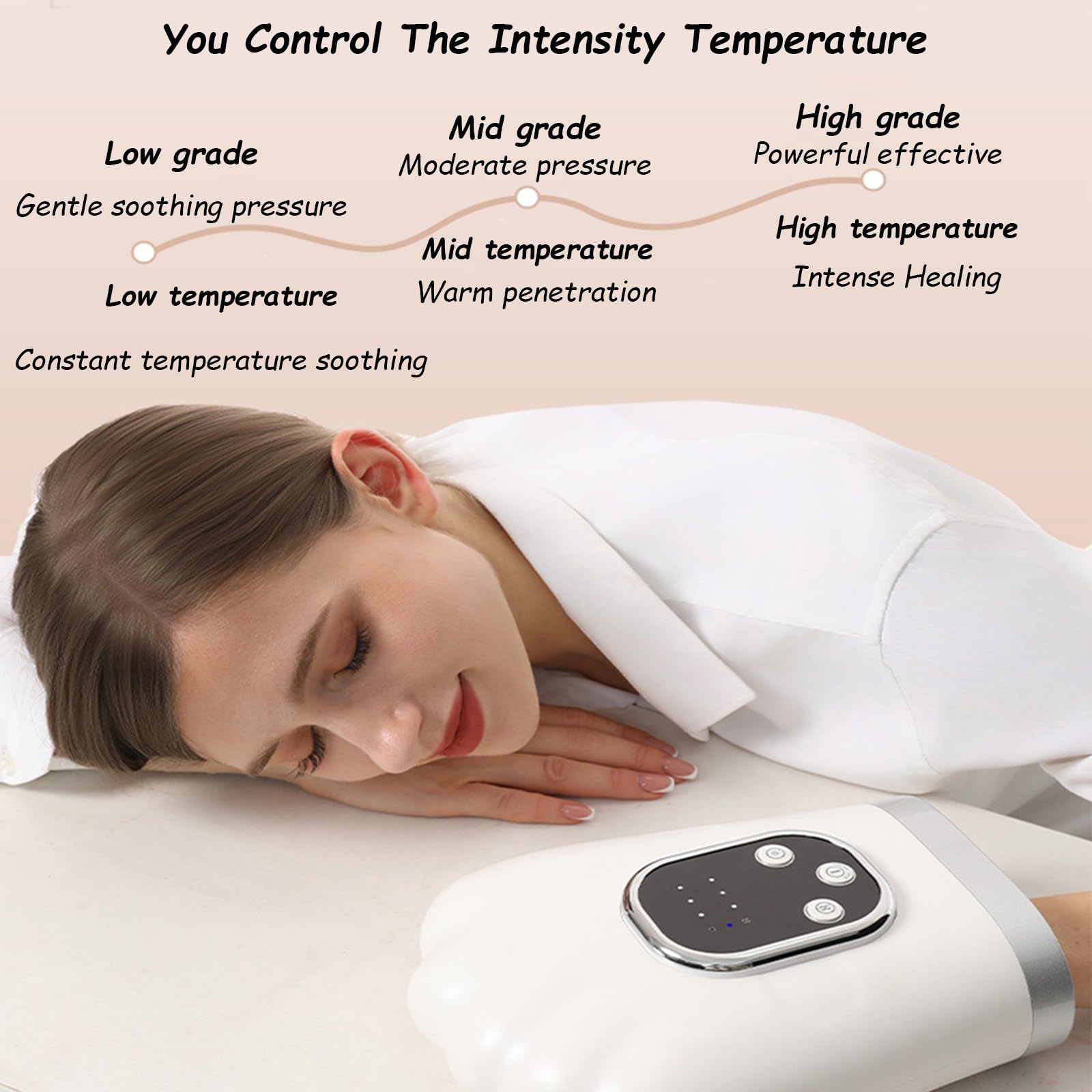 Massaggiatore per Le Mani,con Calore E Compressione,Airbag Portatile,per Il Sollievo Dall'Artrite dal Tunnel Carpale,Sollievo Dolore Dita,Polsi Mani, Uomini Donne(24.9 * 9.5 * 28.6cm,White)