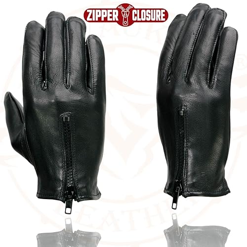 Miniatura 4 de Milwaukee Leather SH722 - Guantes de mano ligeros de cuero sin forro para mujer, color negro, con cierre de cremallera en la muñeca