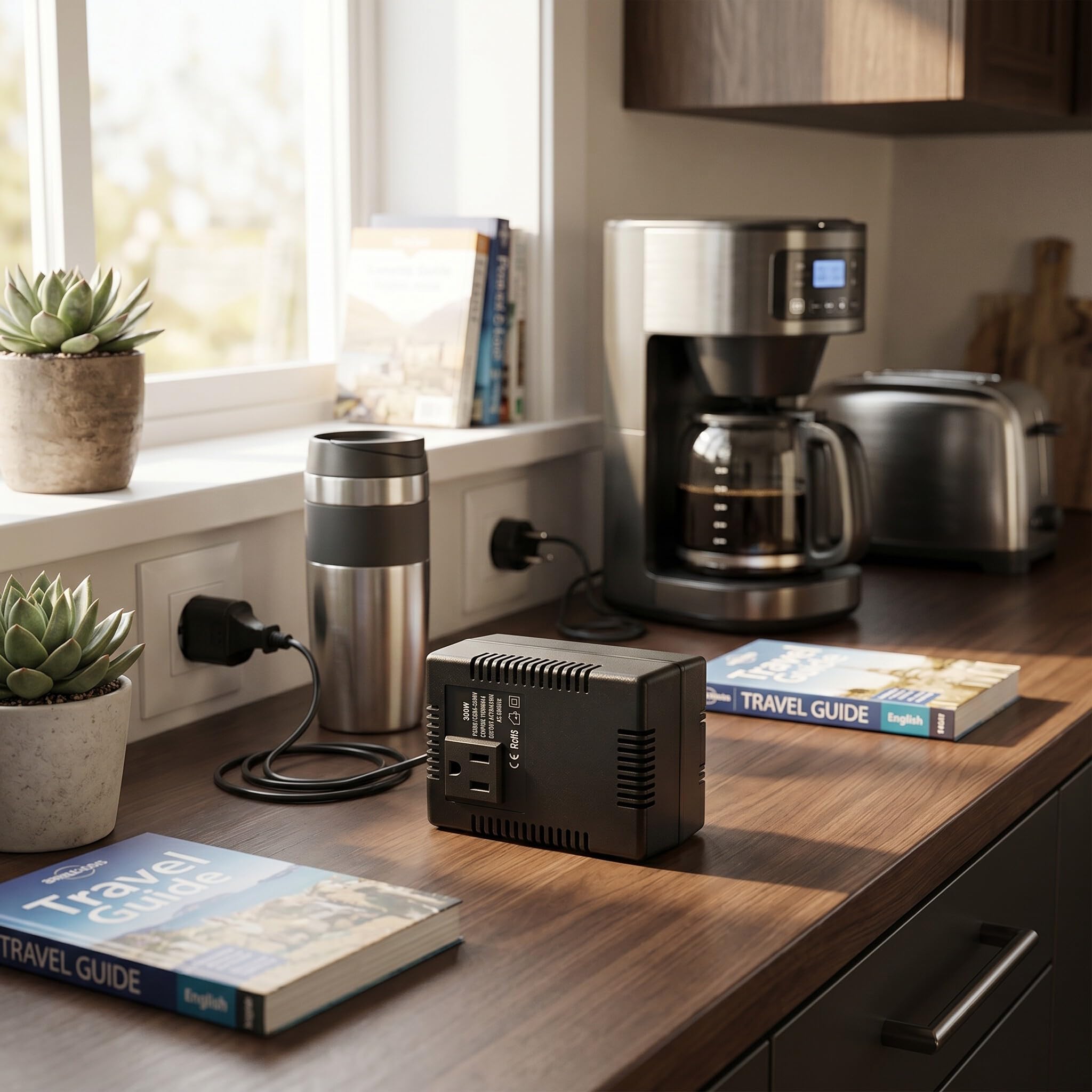 Adattatore Convertitore di Tensione 300W 220V a 110V per Viaggio EU Plug 50Hz/60Hz per Dispositivi Elettrici