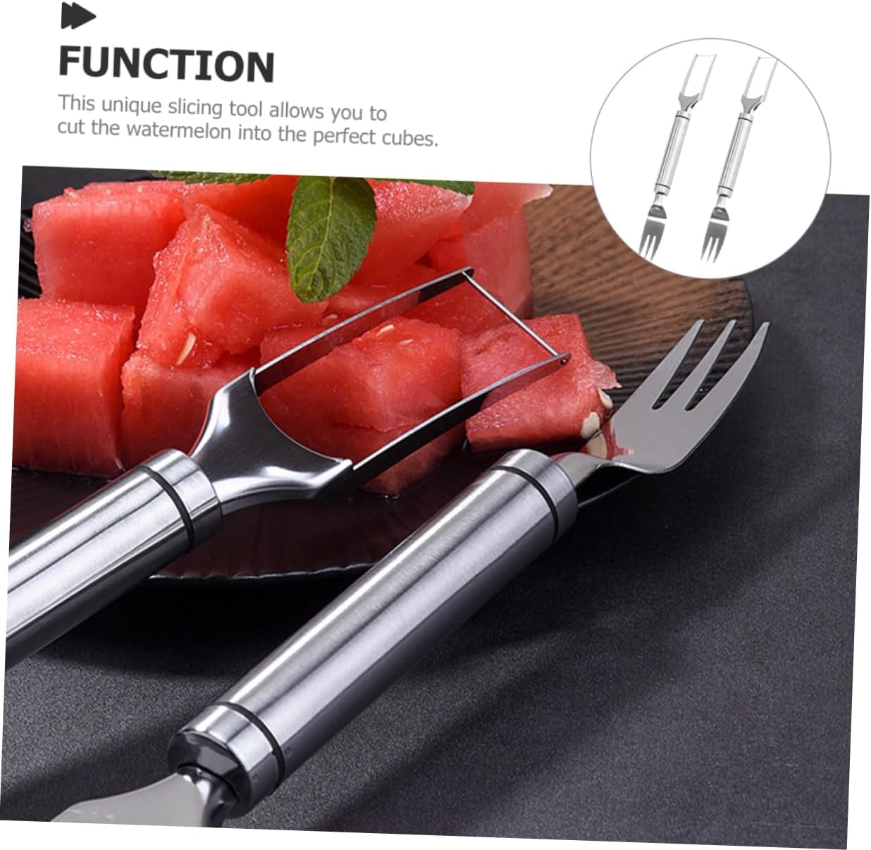 Portable Stainless Steel Watermelon Slicing Tool 2Pcs for Cubes