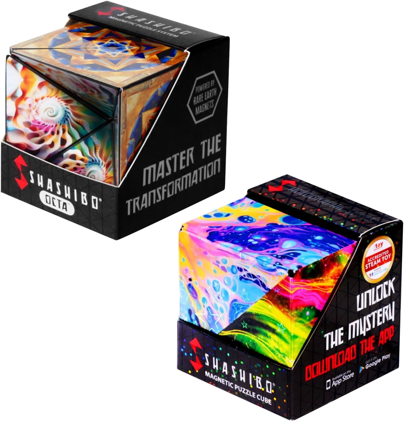 Shashibo Plus Octa Cube - Shape Shifting Box - Bundle of 2