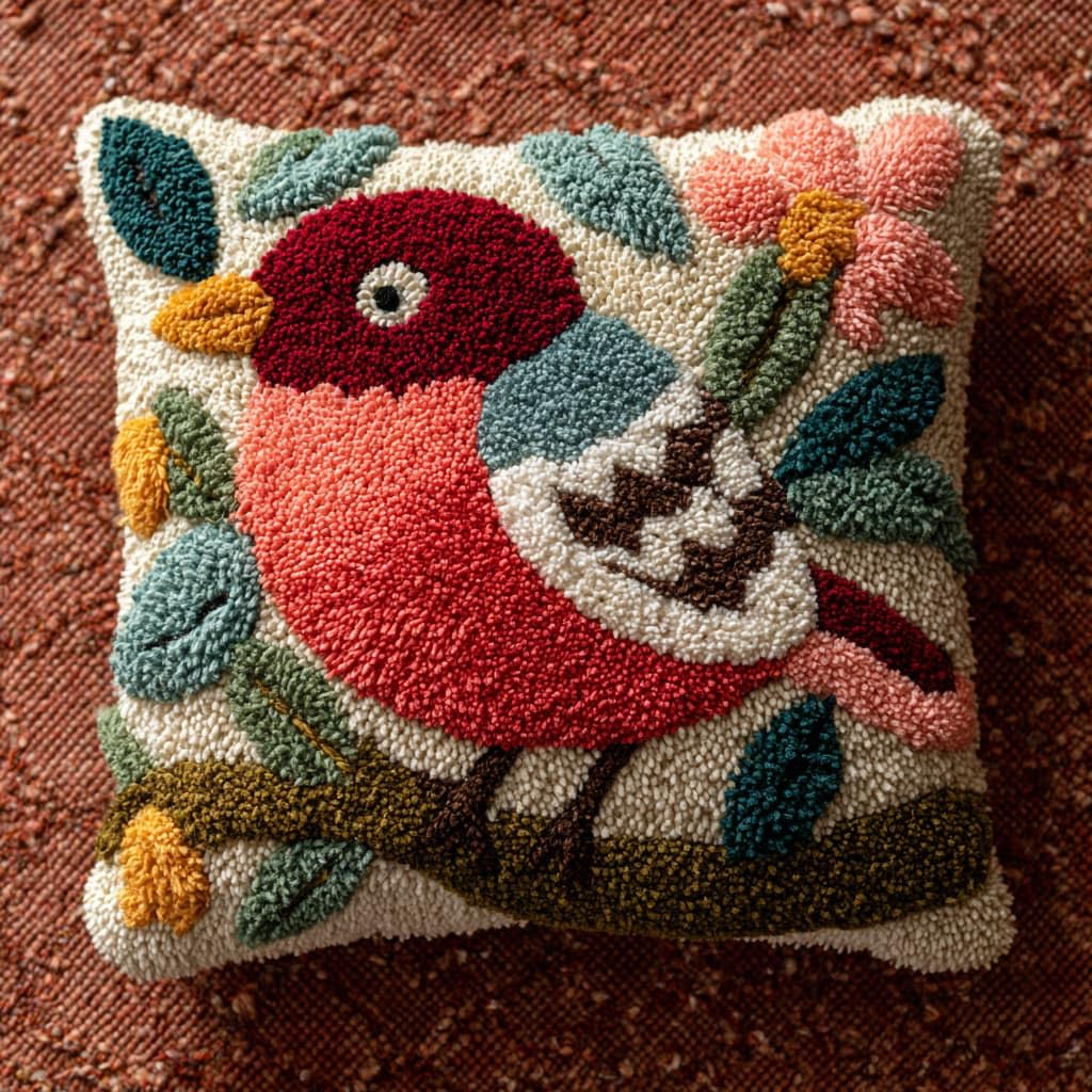 Taxpy Latch Hook Pillow Case Kits, Animals Birds Embroidery Kits DIY Pillow Cushion Cover Latch Hook Cushion Kit,17x17inch