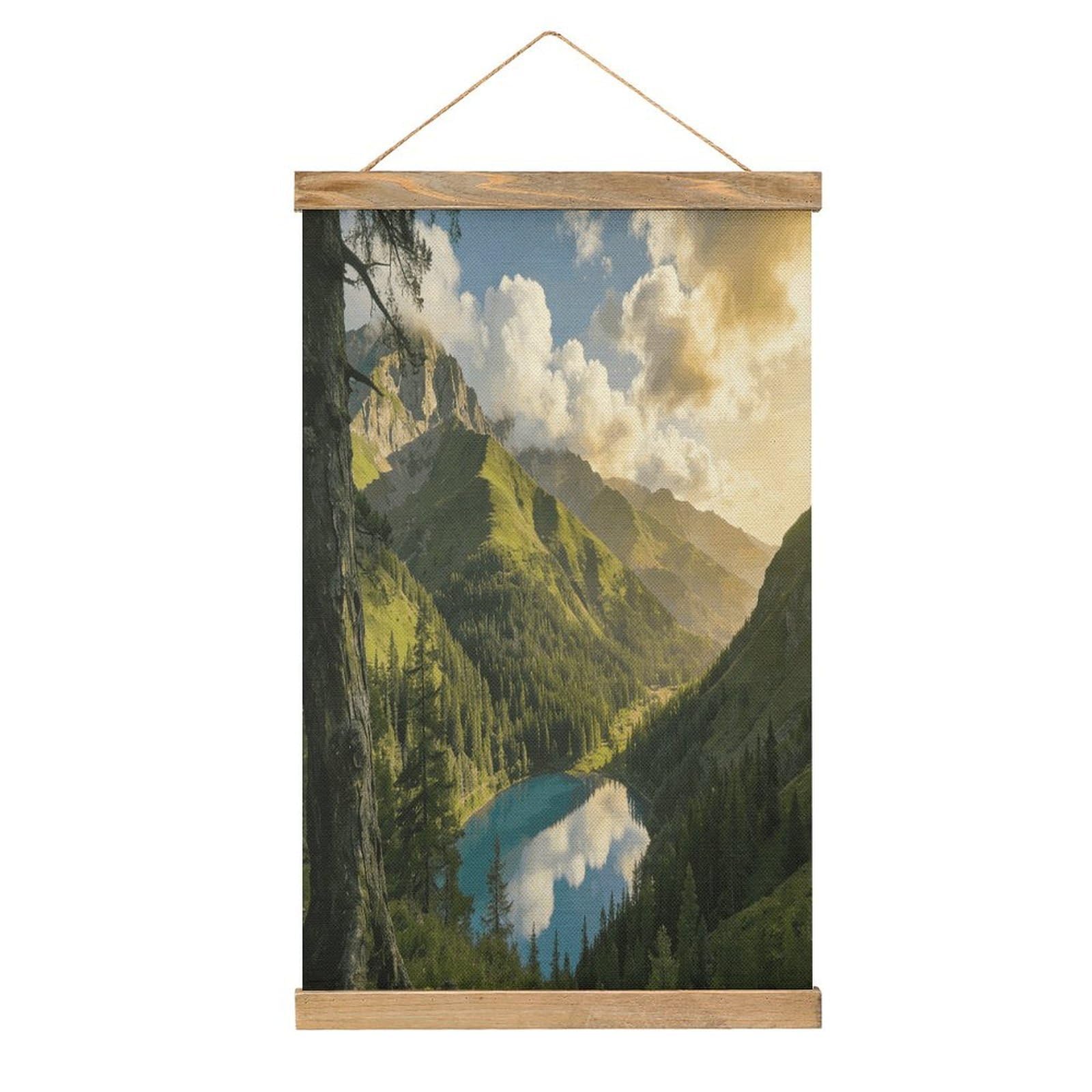 VstaDank Mountain Mirror Poster with Wooden Frame Hanger Art Painting Wall Decor Poster Wall Hanging Wooden Frame 13x20 Wood Poster Hanger for Photo Picture Art Canvas Print Artwork