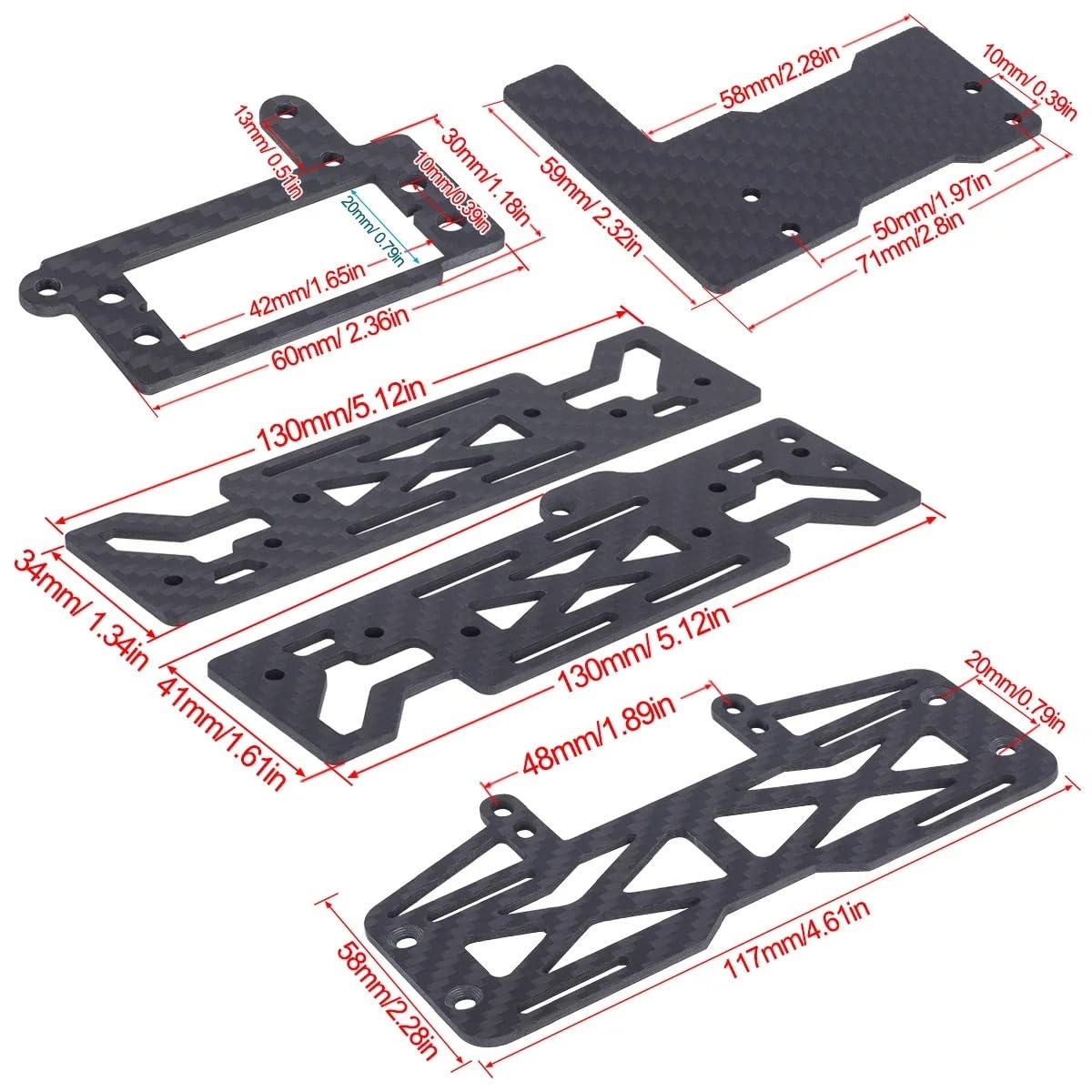 Ultra-Light Carbon Fiber Battery Tray Servo Mount ESC Bracket Kit for 1/10 RC Vanquish VS4-10 Phoenix Ultra Pro Fordyce LCG Part