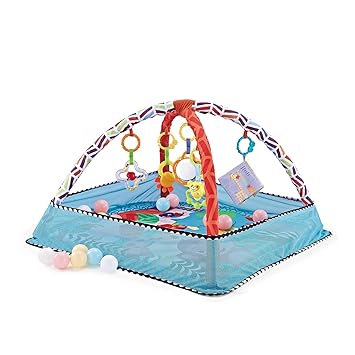 Baby Activity Gym & Ball Pit Combination Baby Activity Gym and Ball Pits Hanging Squeak Toys Rattles 18 Balls Sensory Exploration and Motor Skill Development for Newborn to Toddler-Haibing