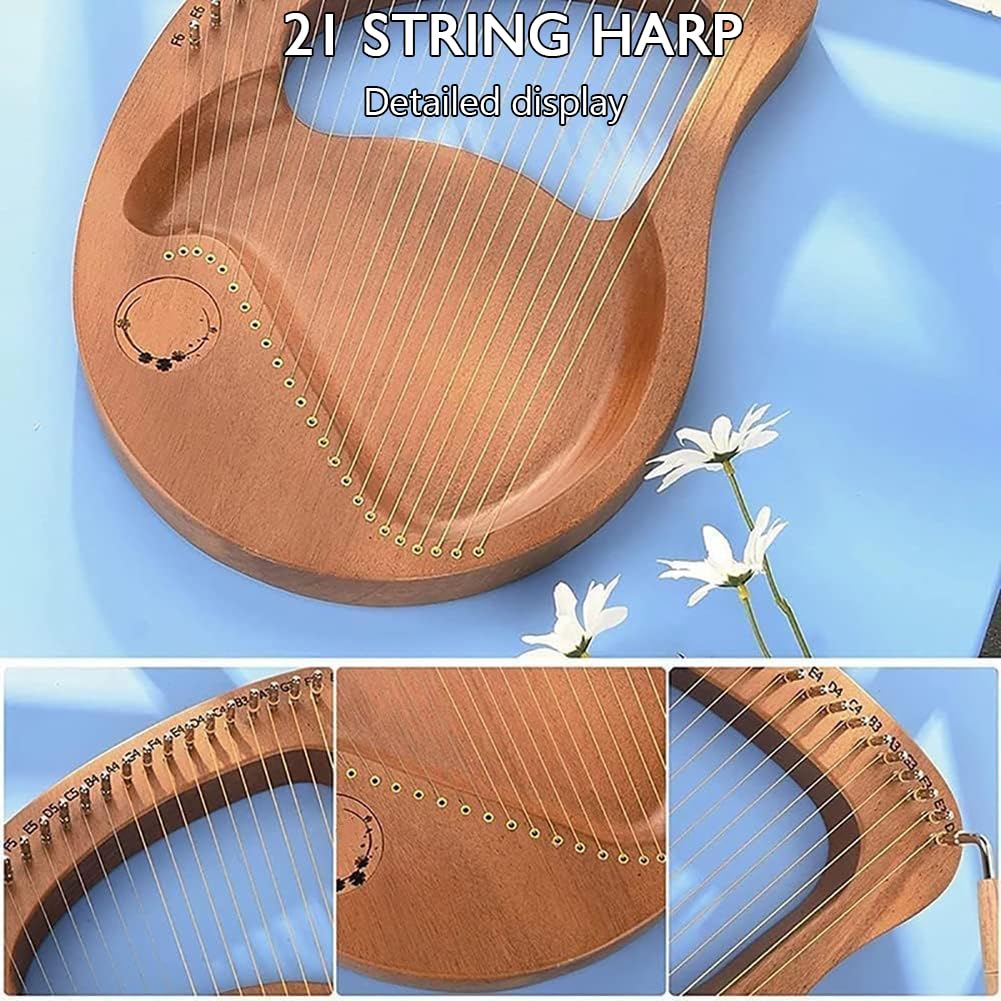 Lyre Harp, 24 Corde Arpa Acustica di Mogano, Strumento Musicale del Partito, Arpa Solida Portatile del Mogano, Arpa di Arte per Il Principiante, Corde del Metallo