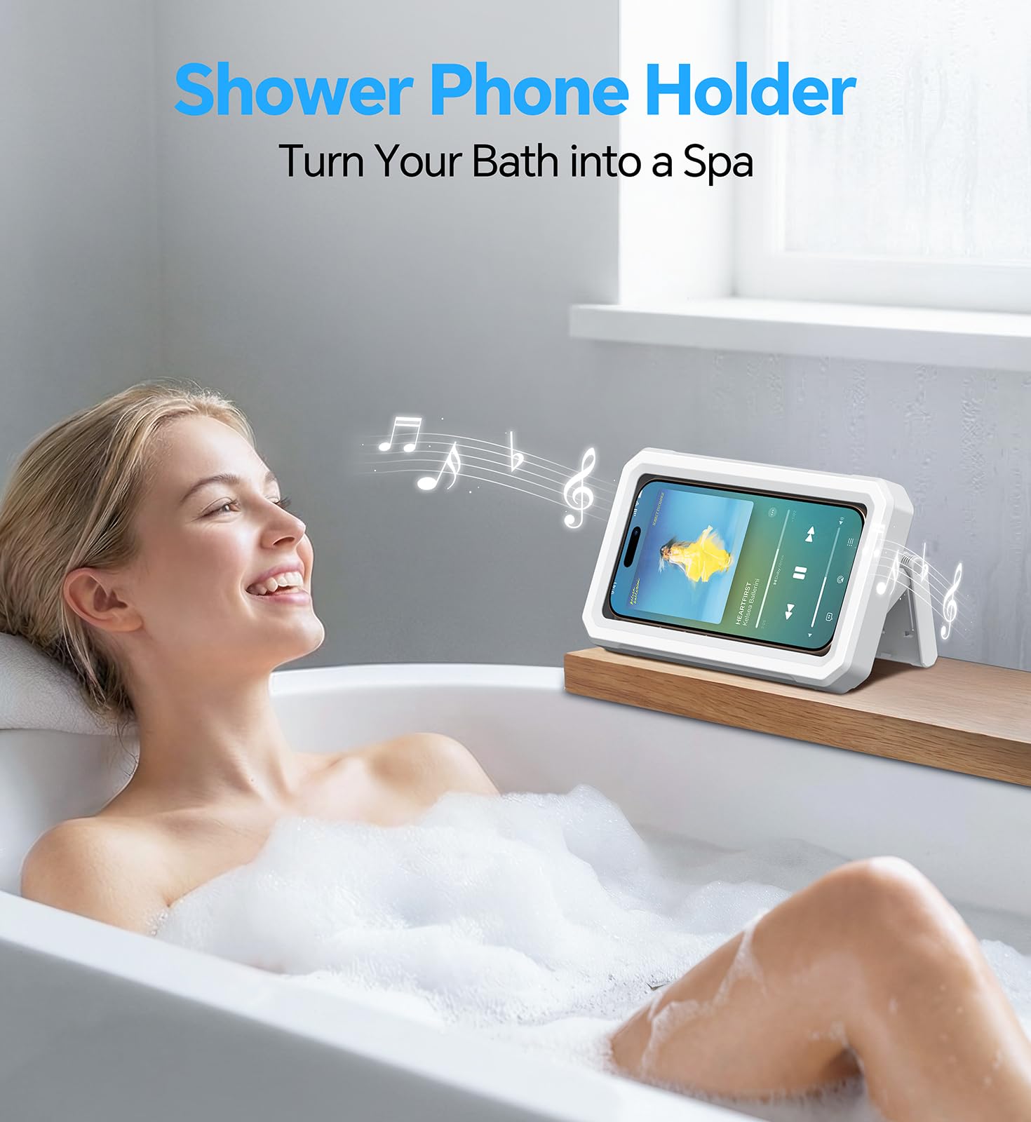 Supporto per Telefono da Doccia【Impermeabile IPX6】 custodia impermeabile smartphone 480° Rotazione, supporto telefono doccia antiappannamento ad alta definizione, per Smartphone Fino a 7" Kit