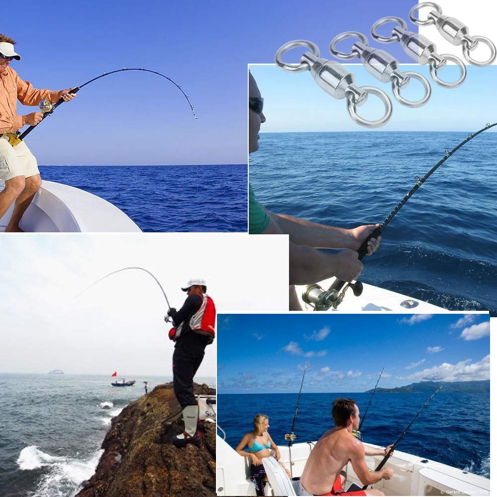 Alomejor Rodamiento de Bolas de Pesca Eslabón Giratorio de Alta Resistencia de Acero Inoxidable Pesca Rolling Snap señuelo Conectores para la Pesca en el mar océano