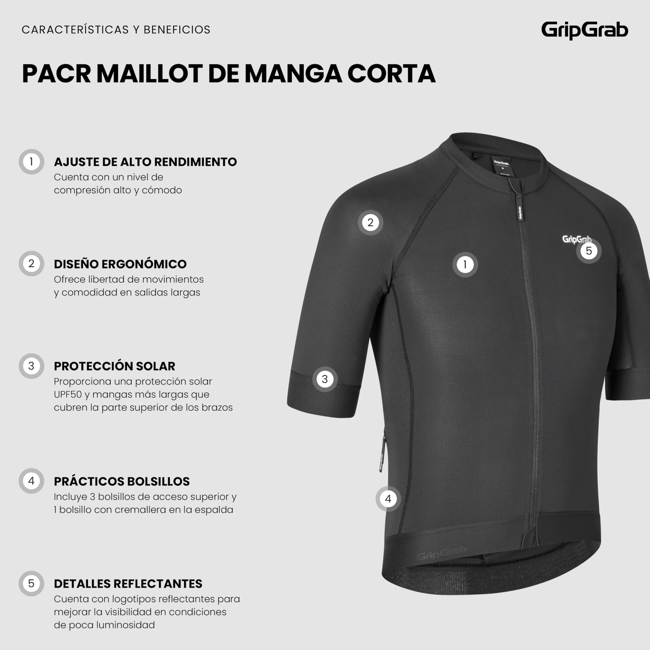 GripGrab Maillot Ciclismo Hombre Manga Corta PACR Maillot Verano Ciclismo Aero para Bicicleta Maillot MTB Carretera Gravel