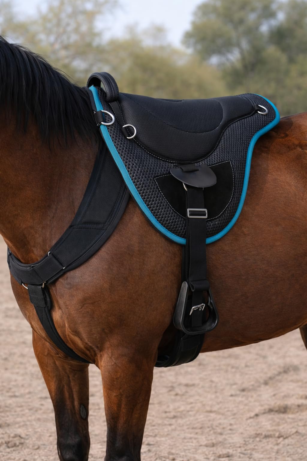 CHALLENGER Sella Cavallo PAD Western Leggero Traspirante Neoprene Bareback 39TS03TR