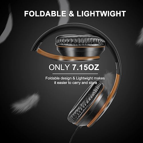 Miniatura 3 de LORELEI X6 - Auriculares sobre la oreja con micrófono, auriculares de bajos estéreo ligeros y plegables con 1.45M sin enredos, auriculares