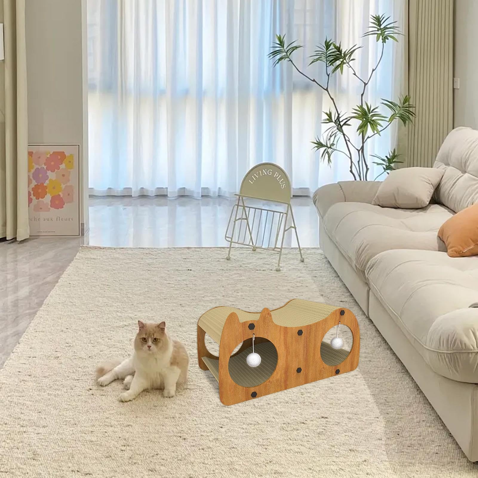 Tiragraffi per gatti, per interni, in cartone, per gatti integrato, per proteggere i mobili, per giocare e , 55 x 29 x 25 cm | Forniture per animali domestici per gatti da interno, giocattolo antigraffio per , giocare, riposare, protezion