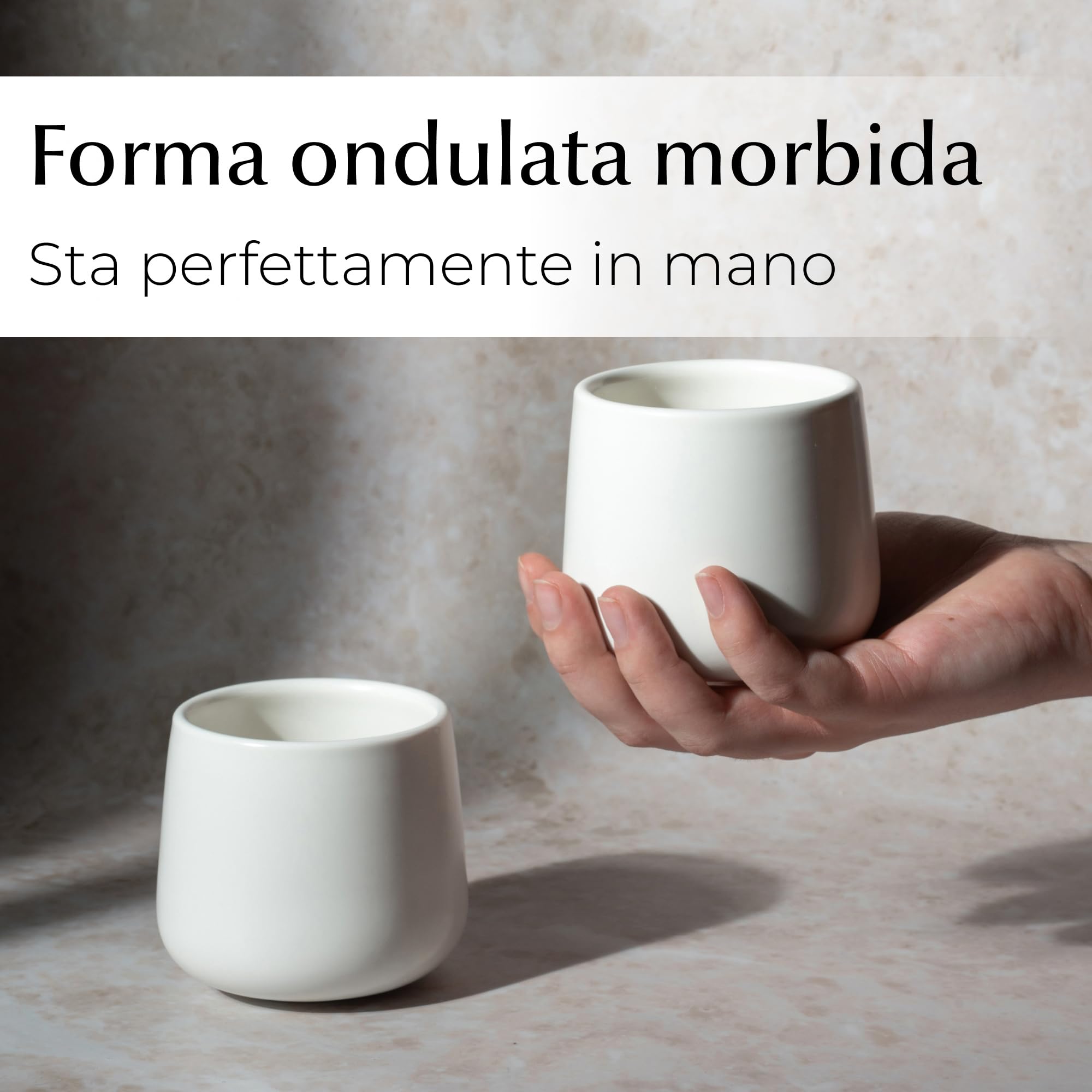 MIAMIO - tazze da caffè Set, ceramica Daily | ceramica tazze da caffè für Kaffee, Tee und Mahlzeiten, 250ml, Weiß per l'uso quotidiano - per l'uso quotidiano daily