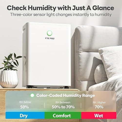 Miniatura 5 de Deshumidificador de 1500 pies cuadrados, deshumidificadores de 30 pintas para el hogar, deshumidificador silencioso para baño, sótano, dormitorio y