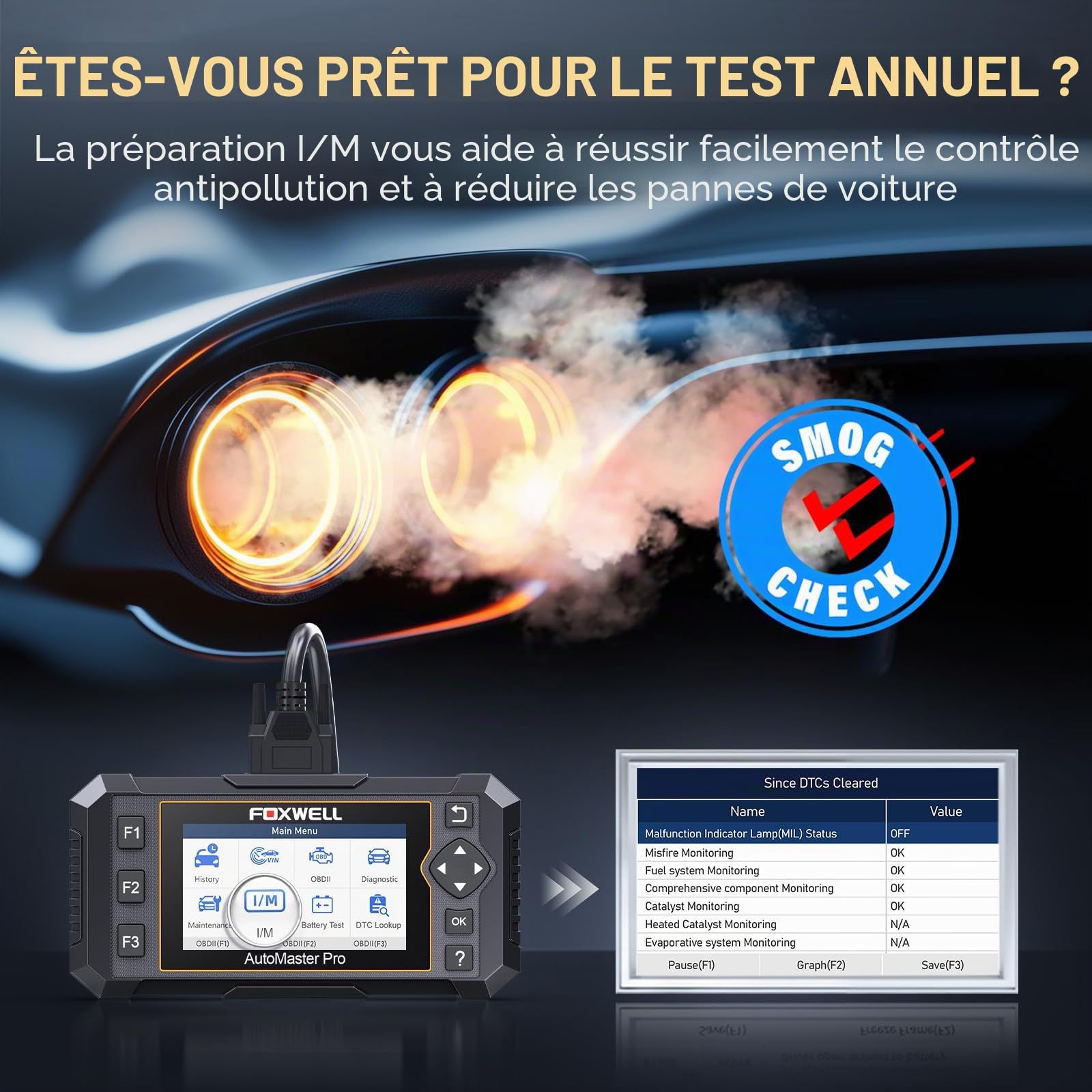 FOXWELL Scanner OBD2 NT624 Elite - Outil de diagnostic de tous les systèmes - Lecteur de code automobile avec réinitialisation d'huile et service EPB pour vérification du moteur, transmission, ABS