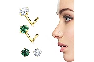 DAYANEY 2 Pcs Shamrock Nose Ring, Gold Nose Piercing Jewelry Cartilage Earrings, Irish Luck Earrings