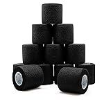 OK TAPE 12 Rolls Self Adhesive Bandage Wrap, Elastic Athletic Tape, Self Stick Bandage Tape, Vet Wrap, Medical Wrap for Wrist, Feet, 2 x 5 Yards - Black