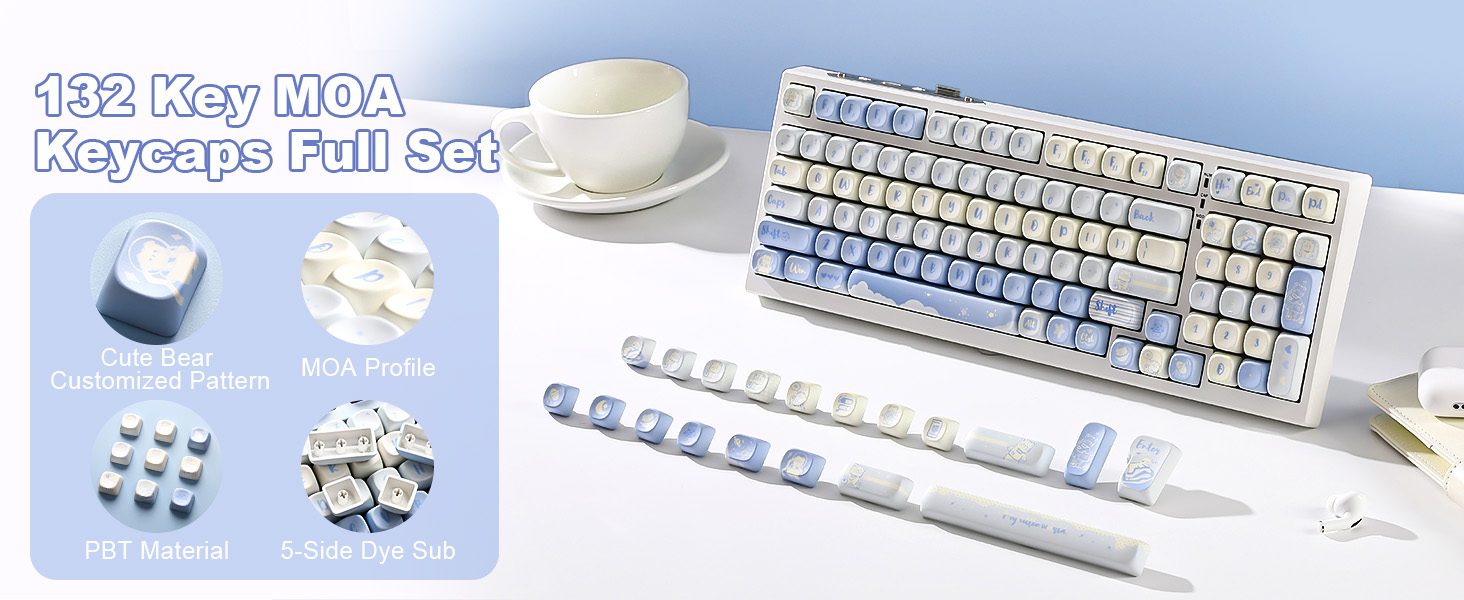 Sui♩ Amazon.com: YUNZII 132 Keys MOA Keycaps, Dye-Sublimation PBT