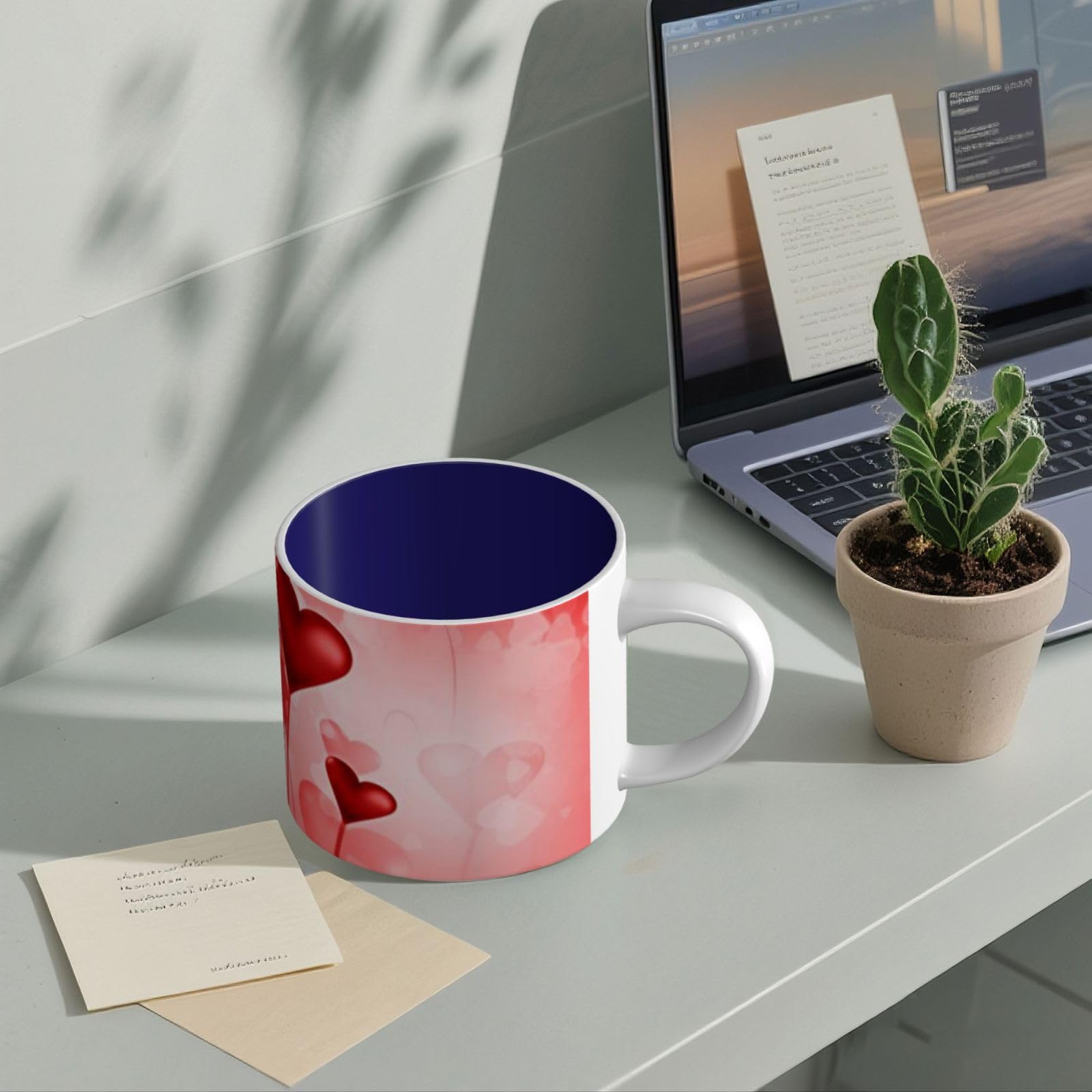 Abstrakcyjne serce drukowane kubki ceramiczne o dużej pojemności kubek do kawy