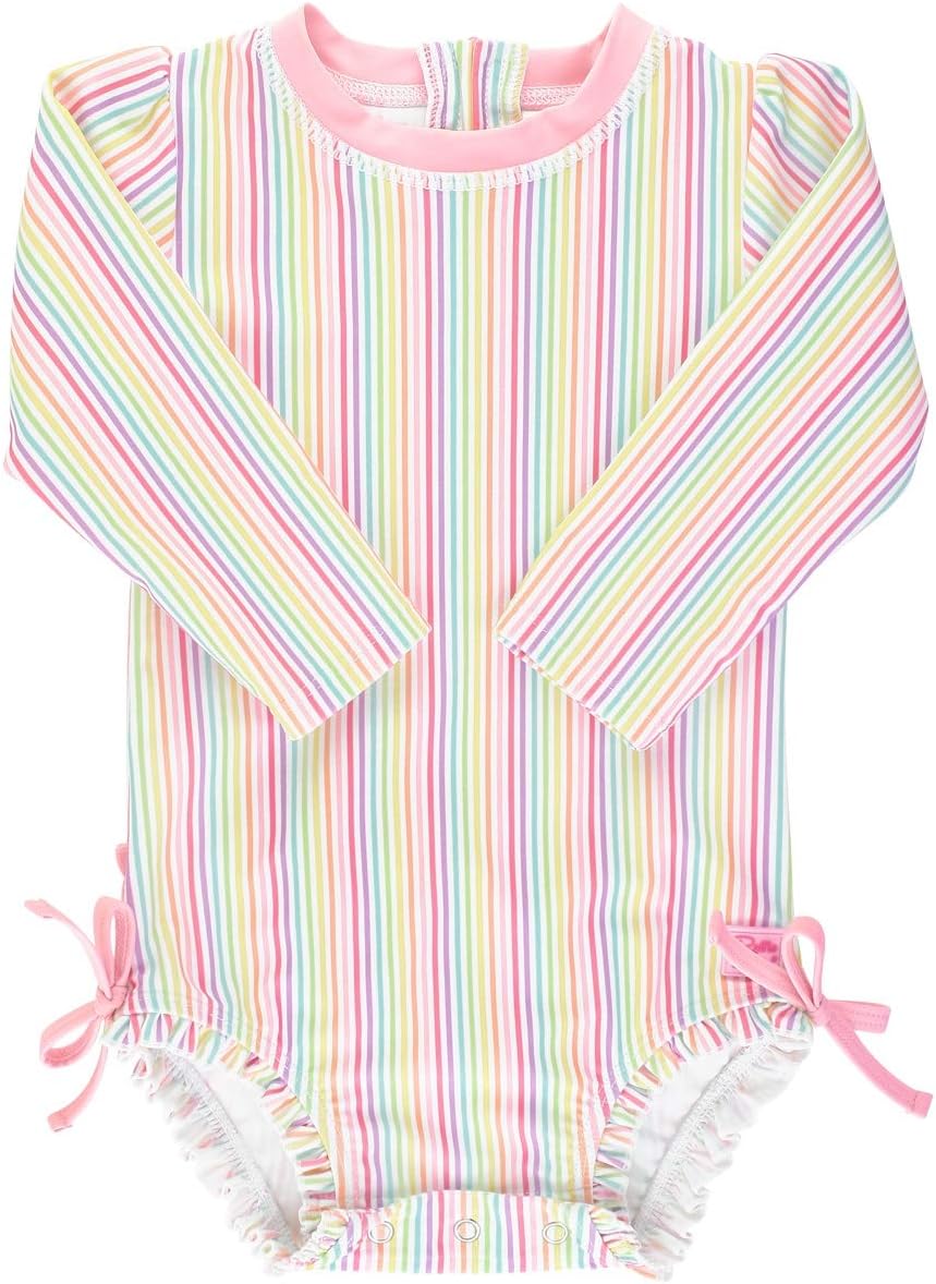 RuffleButts® Baby/Toddler Girls Long Sleeve One Piece Swimsuit with UPF 50+ Sun Protection