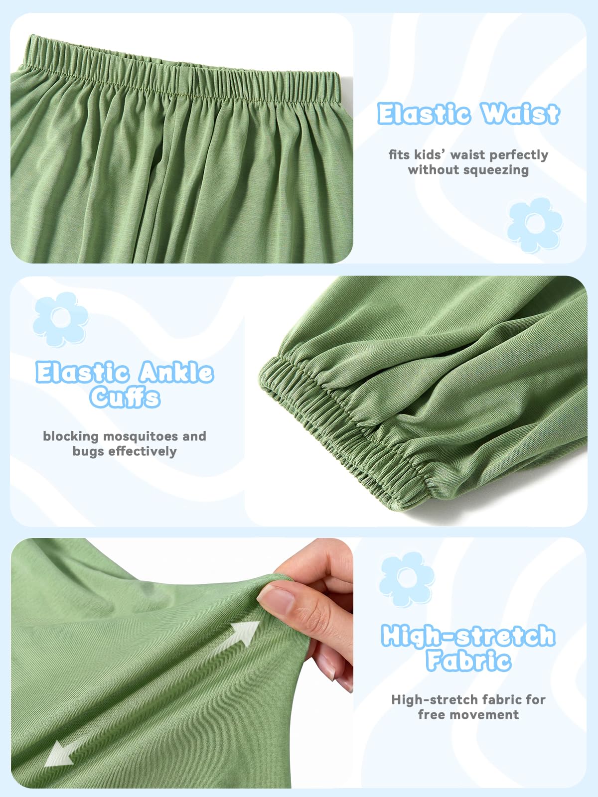Miipat Pantaloni Harem per Bambine, Vita Alta Elastico Pantalone Casual Unisex per Bambini Pantaloni Asciugatura Rapida Monocolore Leggeri Confortevoli