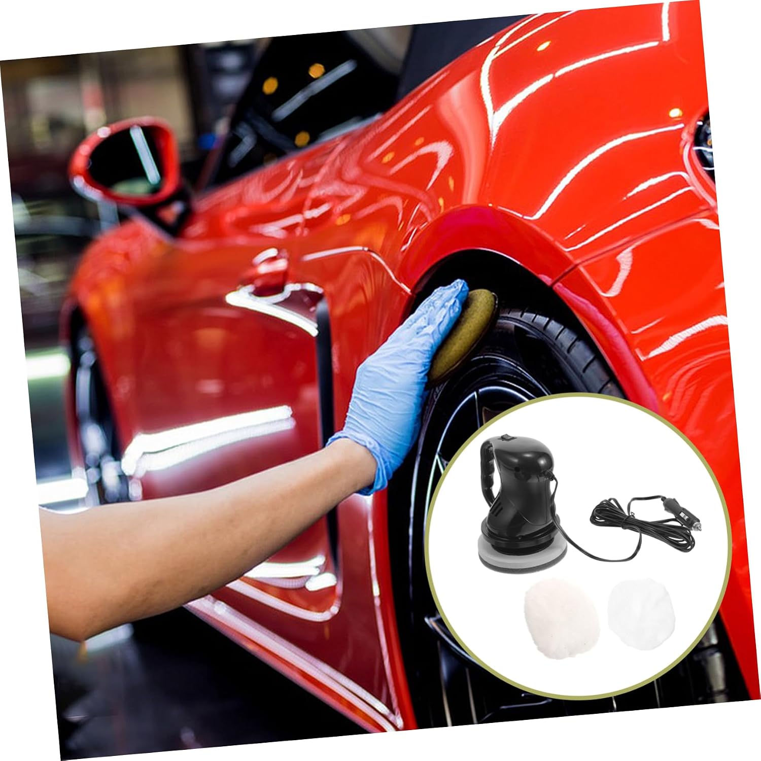 STOBAZA Car Polisher Waxer Kit Black Wax Polish Cordless Car Buffer Wheel Polish